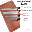 Conjunto de Facas 4 Peças em Aço Inox Linha Cheff Clink