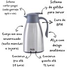 Garrafa Térmica Aço Inox Bule com Gatilho 1 Litro