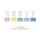 Prendedor de papel Cis Pastel Binder 19 mm - 8 Unidades