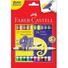 CANETINHA BICOLOR FABER-CASTELL 12 CANETAS 24 CORES 20,3CMX12,3CMX1CM 150612N